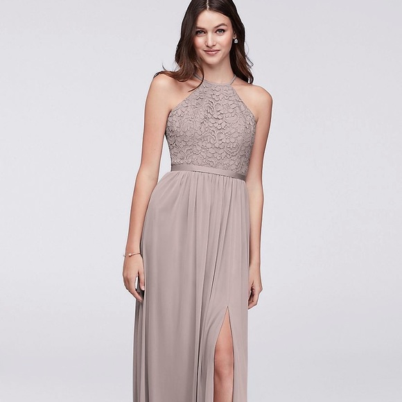 David’s Bridal Open Back Lace and Mesh Bridesmaid - Picture 7 of 10